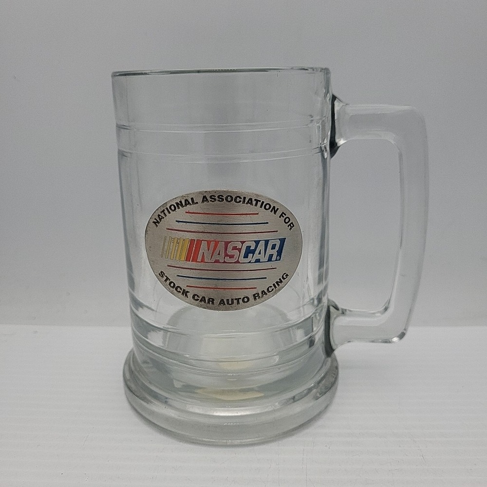 NASCAR Stock Car Auto Racing Beer‎ Mug Clear Glass